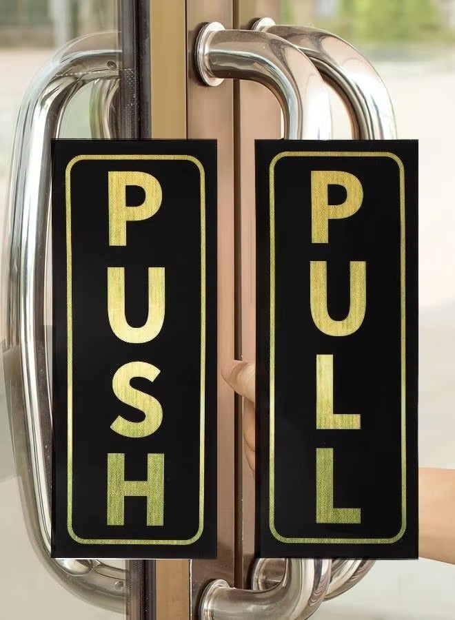 ملصقات إشارات الدفع والسحب - ذاتية اللصق للأبواب الزجاجية والخشبية، والمكاتب، والمستشفيات، وبوابات مراكز التسوق (ذهبي) - Image 2